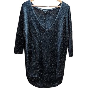 Express Black with Gold and Silver Glitter Low V-Neck Sweater Size M